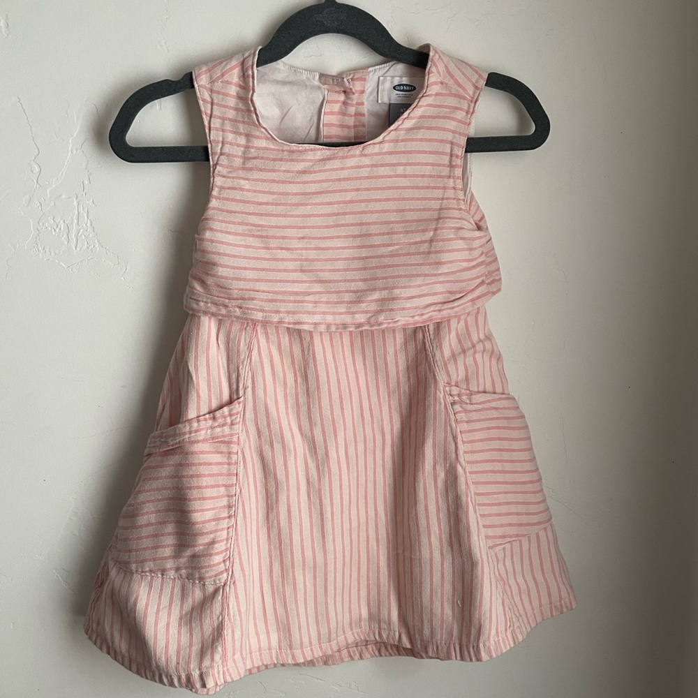 Pink Striped Sleeveless Dress